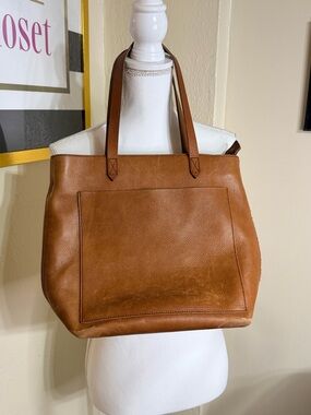 Madewell Cognac Brown Pebbled Leather Tote